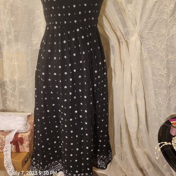 Summer Halter Midi Dress Black and White Floral Old Navy S - Picture 3 of 10
